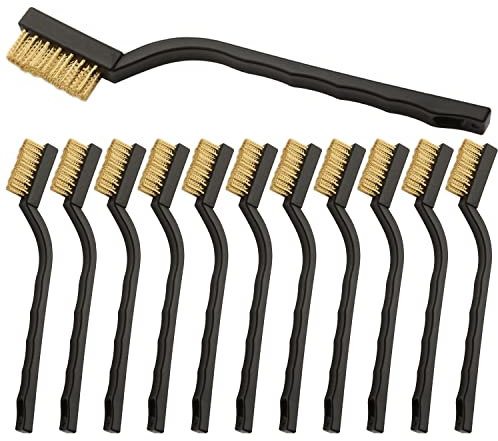 Lot de 12 petites brosses métalliques en laiton très résistantes pour enlever la rouille et la peinture à la maison