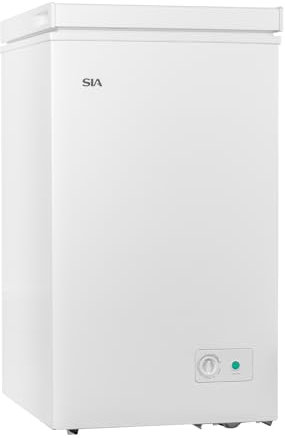 SIA SCF92WE Freestanding 92L White Chest Freezer, 47cm Wide, Narrow Compact Design, Temperature Control, E Rated, 2 Year Parts And Labour Guarantee