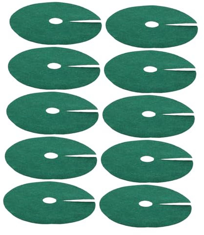 IWOWHERO Feuille de barrière Anti-Racines 10 pièces Tapis de barrière d'arbre en Anneau de paillis en Fibres diamètre extérieur de 25 cm Trou intérieur de 4 cm des Racines réutilisable pour Le Jardin