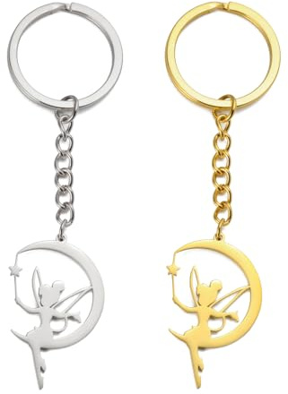 EUEAVAN Prinzessin Wendy Tinkerbell Schlüsselanhänger Fee Pixie Engel Trendy Tänzerin Ballett Schlüsselanhänger Schmuck Märchen Zitat Frauen (Mondfee Set)