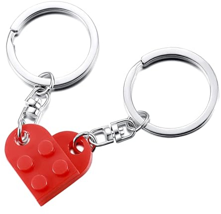 FEZTGVOFA Heart Keyring Set, Cute Red Love Heart Keychains for Couples, Detachable Matching Keyrings for Girlfriend, Boyfriend, or Friendship Gift, Perfect Romantic Keychain Set for Partners