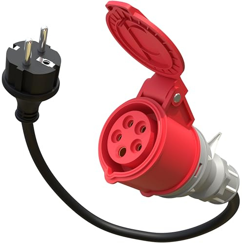 Poppstar Adattatore CEE 45 cm IP44 come accessorio per auto elettriche (spina Schuko: tipo E+F/presa CEE 16A, 5 poli), H07RN-F 3G2.5