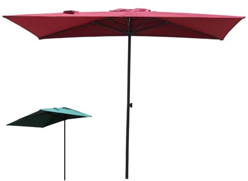 IMUNKT Demi-Parasol 250x130cm, Parasol De Balcon Rectangulaire Parasol De Jardin, Parasol De Extérieur 5 Baleines, Parasol Mural Hauteur Réglable(Burgundy)