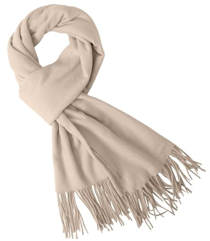Fjquamitix Women Cashmere Scrarf, Ladies Scarves Pashmina Shawls and Wraps Winter Large Soft Warm Scarf Blanket with Tassel Gifts for Her (Beige)