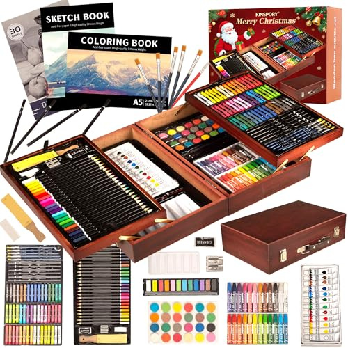 KINSPORY 168 Pezzi Valigetta Colori Bambina, Pittura Valigetta per Bambini, Set per Disegno, Kit Disegno acquarellabili Bambini