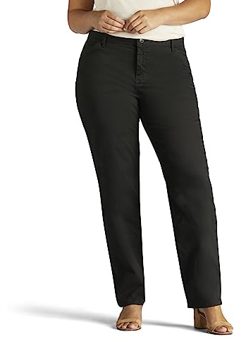 Lee Pantalón de Pierna Recta para Mujer de Talla Grande, Negro, 18 US