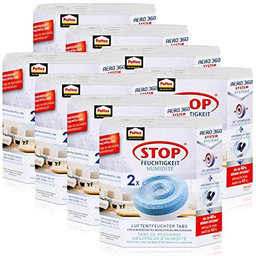 Henkel Pattex Stop Feuchtigkeit Aero 360° Luftentfeuchter Nachfüllpack 2x450g Neutral-Tabs - Vorbeugend gegen Feuchtigkeit, schlechte Gerüche und Schimmel (8er Pack)