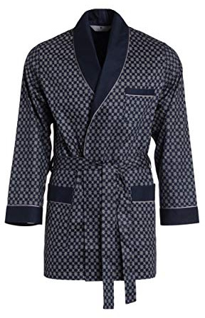 Revise Morgonrock för män – kort – badrock RE-509 – elegant – 100 % bomull, Mörkblå, 4XL