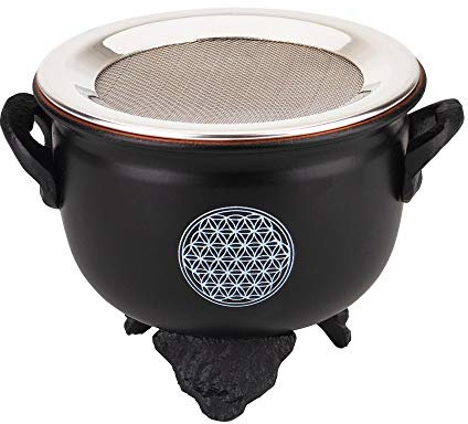 Weihrauchbrenner Flower of Life, die Blume des Lebens, schwarz mit Sieb