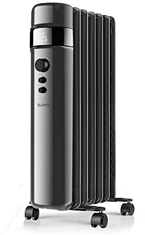 SUPRA OREA 1500 - Radiatore a olio 1500W, riscaldamento elettrico, display digitale, temperatura regolabile, timer hasta 20m2, modalità ECO, nero