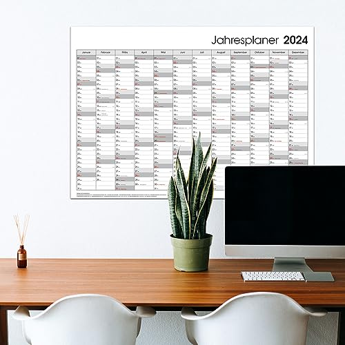 2024 Wandkalender Jahresplaner Kalender DIN A1 Grau modern, gefaltet