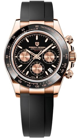 Pagani Design Orologio da uomo in vetro zaffiro, cronografo in acciaio inox, impermeabile, luminoso, movimento giapponese, orologio al quarzo da uomo