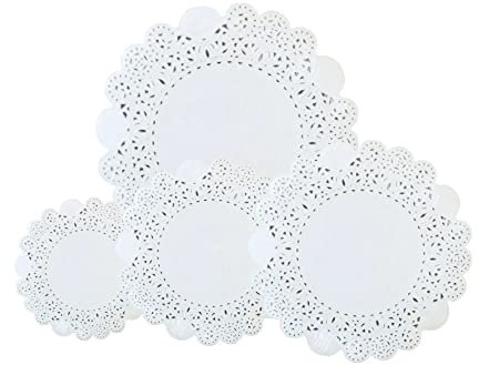 MAQA 100 pz Centrini carta pizzo per decorazioni 20-28-30-32 cm, centrino carta rotondo per feste e matrimoni, Merletto bianco decorativo 30 cm