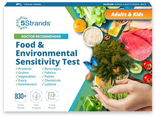 5Strands Test di sensibilità alimentare e ambientale per adulti e bambini, 855 articoli testati, kit di test per intolleranza ai bambini, analisi dei capelli a casa, risultati in 5 giorni