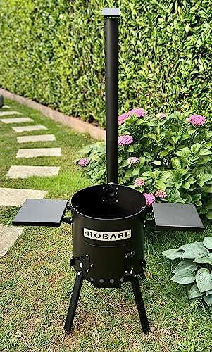 Feuerofen Utschak Feuertonne 8 l mit Schornstein + 2 Ablagen Campingofen für Kasan