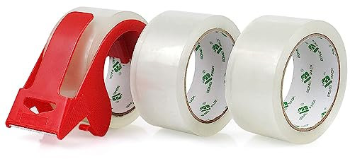 BOMEI PACK 3 Rollos 48mmx66m Transparente Cinta Adhesiva de Embalar para Embalaje de Cajas de Cartón de Envíos y Mudanzas. Precinto para Empaquetados Resistentes (clear)