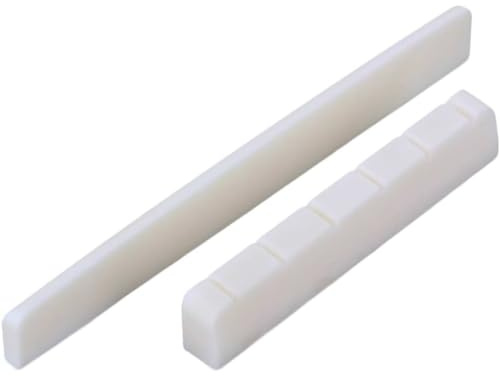 Kit de Repuesto para Puente y Sillín de Guitarra de 6 Cuerdas, Incluye Tuerca y Piezas de Hueso, para Guitarra Acústica y Clásica Popular de 6 Cuerdas (52x6x9mm&80x3x9mm)