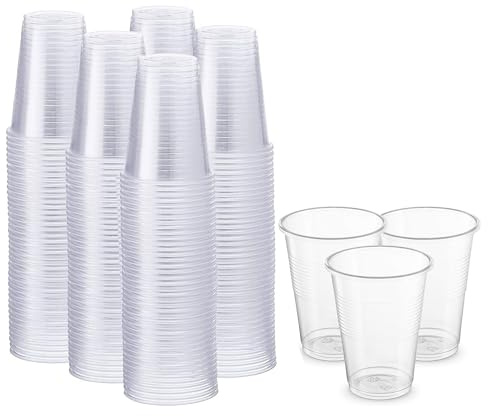 CHEF ROYALE Pack of 200 Clear Plastic Cups 7oz Disposable Drink Water, & Juice Reusable Durable and Glasses for Travel, Parties Events 180ml Drinking (200) (PP53433)