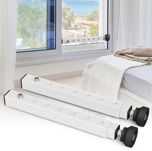 WooFog（Short）Window Security Bar Adjustable, Window Bars Security Inside, Window Lock Bar for Horizontal Sliding Windows, Window Locks for Up and Down Windows, Extends Form 11 to 18 (White-2 Pcs)
