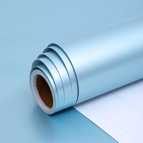 Sky Blue Metallic Wrapping Paper Roll 43cm*10m Solid Color Matte Gift Wrapping Paper Perfect for Wedding Birthday Valentine's Day Christmas Baby Shower Festive Decoration