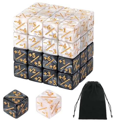 MumdoYAL 48 Piezas Contadores de Dados(Negro+Blanco) con Bolsillos, Dados de Lealtad Dados de Fichas Dados de D6 Cubo