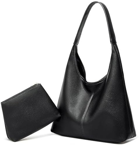 JEKAVA Handtasche Damen Tote Bag Mittelgroß Umhängetasche Leder Hobo Shopper Tasche Tragetasche Beuteltasche Achselhöhle Schultertasche 2-Teiliges Set für Freizeit, Arbeit, Reisen