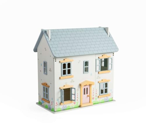 Bigjigs Toys Summer Cottage Doll's House - Wooden Doll House Playset For Toddlers & Kids, Toddler Pretend Play Houses, Gifts For Children, Age 3 + Years