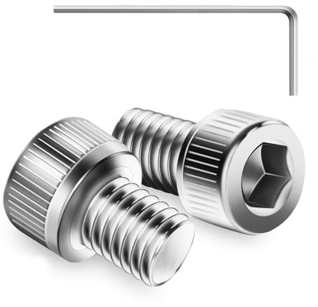 20Pcs M6 x 10mm Hex Socket Head Cap Screws Bolts, 304 Stainless Steel, Allen Socket Drive, Bright Finish, Full Threads, with Hex Spanner