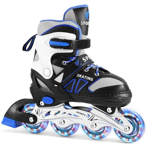 Patines en línea Ajustables para niños y niñas con Ruedas Luminosas, Patines de Ruedas para Principiantes y Mujeres