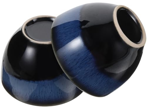 Homoyoyo Tazas de Sake de Cerámica Azul Estilo Japonés, Set 2 Piezas Grandes, Aptas para Bebidas Calientes y Frías, Ideales para Té y Vino en Hogar y Restaurantes