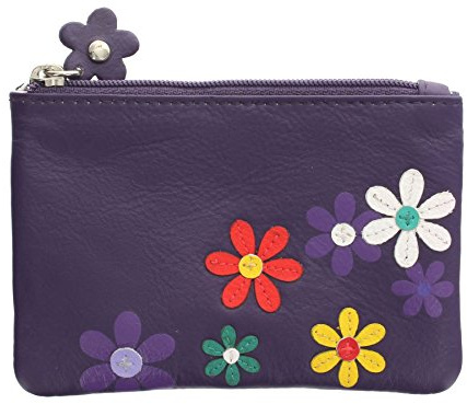 Mala Leather Colección Cara Monedero para Monedas con Anillo de Claves 4108_73 Púrpura