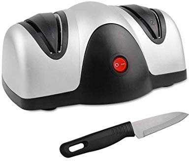 Domaier - Affilacoltelli Elettrico, Affilatrice a Due Livelli, Nero/Argento, Materiale: Plastica ABS