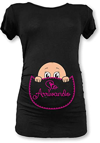 T Shirt Maglia Premaman Idea Regalo STO Arrivando Manica Corta