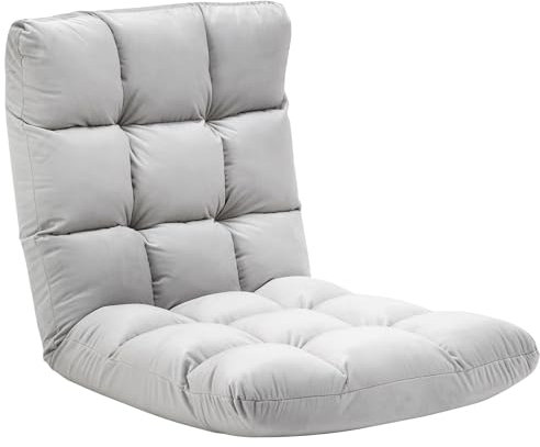 HOMCOM Fauteuil Convertible Fauteuil Paresseux Grand Confort Inclinaison Dossier Multipositions 90°-180° Flanelle Polyester capitonné Gris Clair