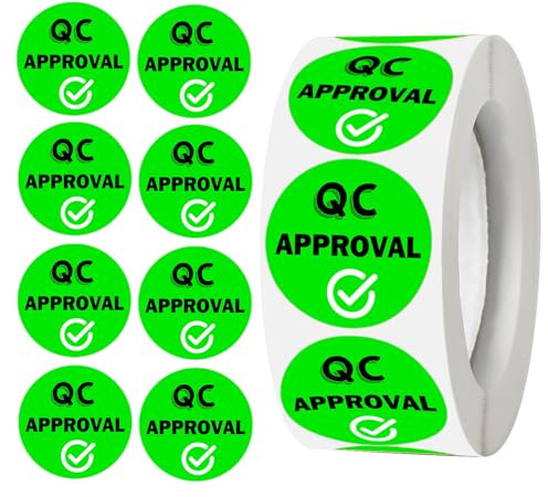 1 Control de calidad Etiquetas de aprobación de control de calidad de inventario verde Pegatinas de control de calidad para almacén Control de calidad probado Pass 1000 unids