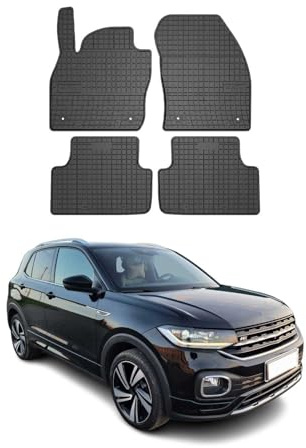 OMAC Tappetini in Gomma Compatibili con VW T-Cross 2019-2026 Tappetini Auto Gomma Nero 4tlg