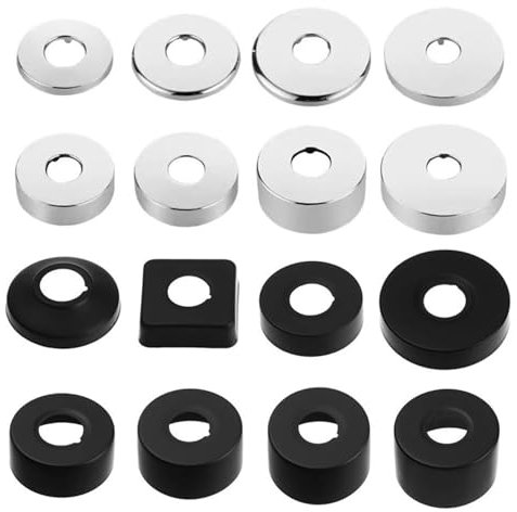 2 rosette nere per rubinetti doccia (Ø 25 mm, 3/4, rubinetti, radiatori, 80 x 20 mm)