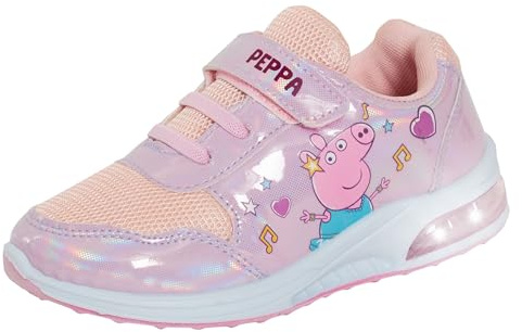 Peppa Pig Chaussures de sport pour fille avec lumières clignotantes, couleur rose, Rose Blanc, 28 EU