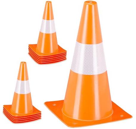 Relaxdays Cône de signalisation, lot 12, Bande réfléchissante, Football, Hauteur : 31 cm, Orange et Blanc