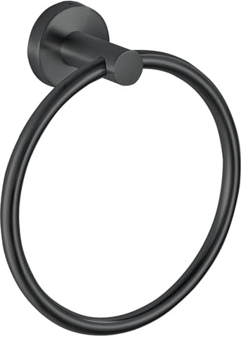Anneau Porte-Serviettes, Accessoires de Salle de Bain, Anneau Porte-Serviettes Mural, Simple Rond en Acier Inoxydable, pour Salle de Bain et Cuisine (Noir)