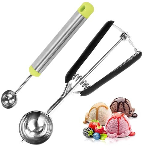 NAROSEBE Cucchiaio per Gelato Porzionatori da Gelato 4,5cm Paletta per Gelato in Acciaio Inox Cucchiaio Porzionatore Paletta Paletta per Gelato con Grilletto per Gelato Biscotti Torte Impasto