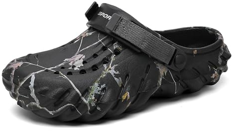 Zoccoli da giardino leggeri impermeabili da uomo con stampa floreale ispirata alla natura, in gomma EVA senza lacci con cinturino regolabile, scarpe da acqua traspiranti per spiaggia, cortile, piscina