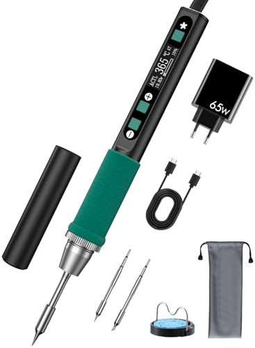 60W Lötkolben,Schnellheizkolben Lötkolben Set mit Einstellbar 90-450°C,Professioneller Lötkolben it Digitalem Display und 2 Ersatzlötspitzen,PC/DC Dualstromversorgung für Reparaturen Elektrotechnik
