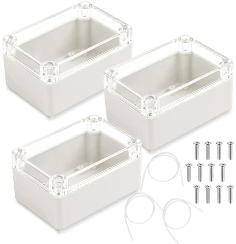 100 x 68 x 50 mm IP65 vattentätt tomt hölje 3-pack elektroniskt hölje plastfodral med transparent lock universellt projekt kopplingsdosa