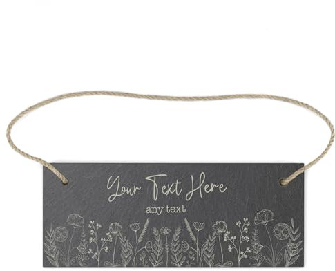 Garden Sign Slate Garden Signs Personalised Hanging Signage Shed Workshop Greenhouse Sign, House Warming Gift, Laser Engraved, Birthday, Floral Sign