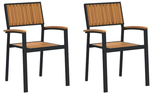 vidaXL Chaise empilable 2 pcs Marron 56 x 57 x 87 cm, Chaise en Acacia, siège Moderne empilable, Gain de Place, Salon terrasse, mobilier de Jardin, Design Solide