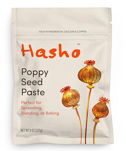 Hasho Double-Roasted Poppy Seed Paste, 8 oz – Single-Ingredient, Vegan – Nutty & Rich for Baking, Desserts & Fillings