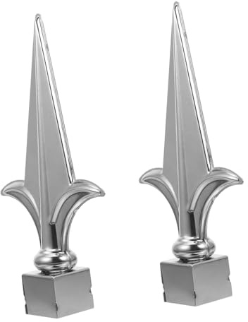 HANABASS Lot De 2 Embouts Décoratifs Carré 22x22 Cm pour Mât De Drapeau Extérieur, Ornement De Mât Argenté, Fleurons De Clôture pour Jardin, Accessoires Résistants Et Polyvalents