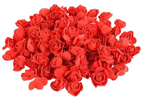 Urier 120 mini rose in schiuma da 3,3 cm, piccole rose per artigianato, fiori artificiali in schiuma, per decorazione di torte, ghirlande di nozze e scrapbooking (120, rosso)