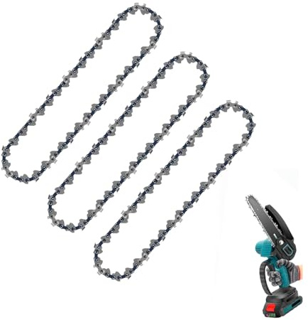 3PCS 6 Inch Chainsaw Chains, Mini Chainsaw Chain Replacement for Cordless Handheld Chainsaws, Low-Kickback Small Chainsaw Blade for Tree Trimming and Wood Cutting (37 Drive Links) (3 PCS 6In)